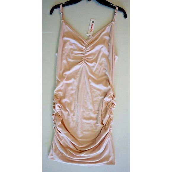 Sundry Women's Sz 4 Ballet Pink Ruched Spaghetti Strap Cotton Dress - Picture 8 of 12